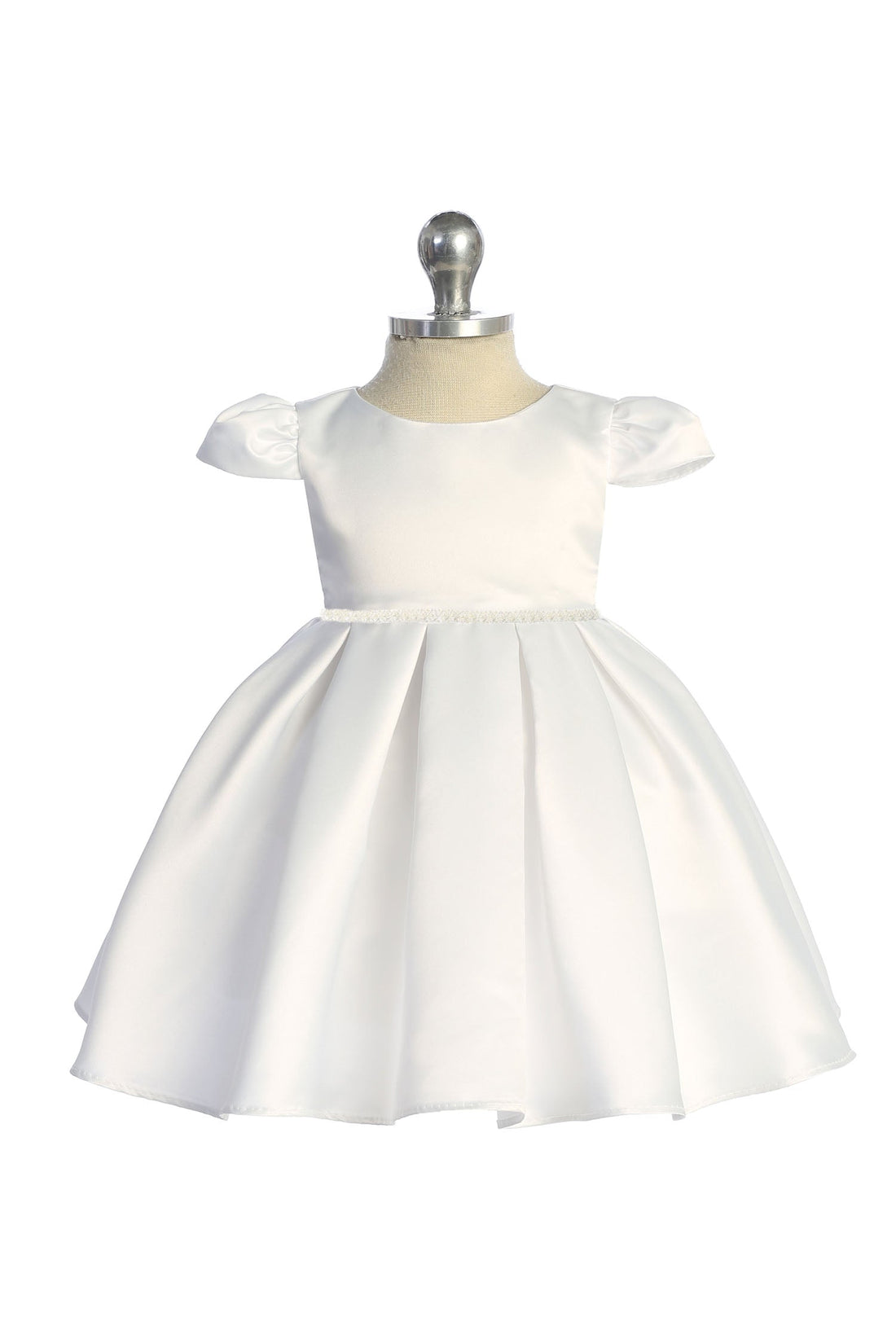 White Baby Classic Pearl Pleated Party Dress-AS544-C