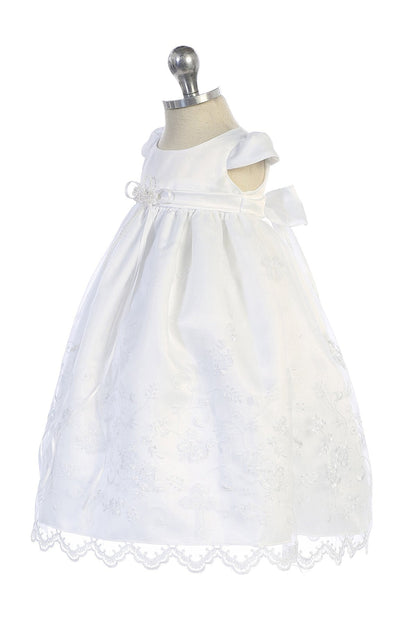 White Baby Embroidered Christening Gown Dress-AS470