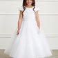 White Girl Dress with 3D Flower on Neckline Dress - AS5823
