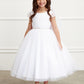White Girl Dress with Cap Sleeve and Tulle Skirt Dress - AS5832