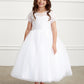White Girl Dress with Floral Lace Short Sleeved Dress - AS5833
