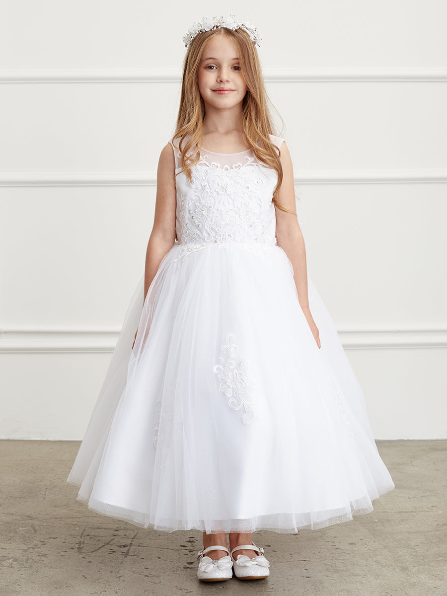 White Girl Dress with Illusion Sweetheart Neckline - AS5818