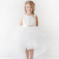 White Girl Dress with Lace Bodice and Beaded Sash Dress - AS5722