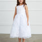 White Girl Dress with Metallic Lace Embroidery Tulle Skirt Dress - AS5816