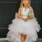 White Girl Dress with Ruffled Tulle High-Low Dress - AS5658