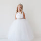 White Girl Dress with Satin Bodice and Tulle Skirt Dress - AS5700