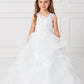 White Girl Dress with Sleeveless Illusion Neckline Pageant Dress - AS7018