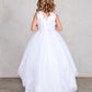 White_1 Girl Dress with Beautiful Illusion Neckline Dress - AS5797