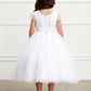 White_1 Girl Dress with Cap Sleeved Lace Bodice Dress - AS5831