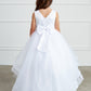 White_1 Girl Dress with Glitter Bodice and Tail Skirt - AS5814