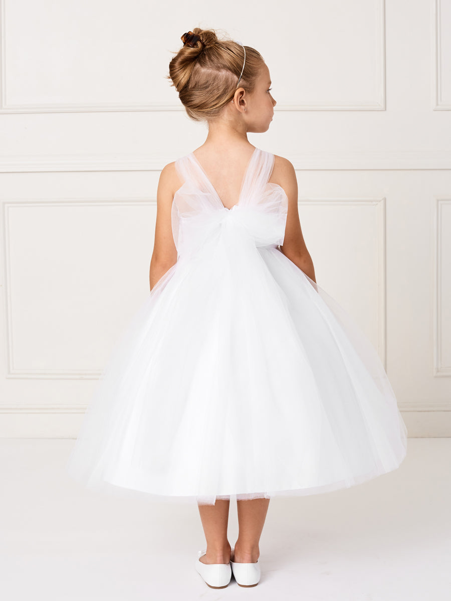 White_1 Girl Dress with Lace Applique Bodice - AS5772