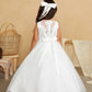 White_1 Girl Dress with Lovely Satin Bodice and Tulle Skirt Dress - AS5836