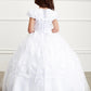White_1 Girl Dress with Sleeved Communion Lace Peplum by TIPTOP KIDS - AS1198