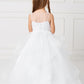 White_1 Girl Dress with Sleeveless Illusion Neckline Pageant Dress - AS7018