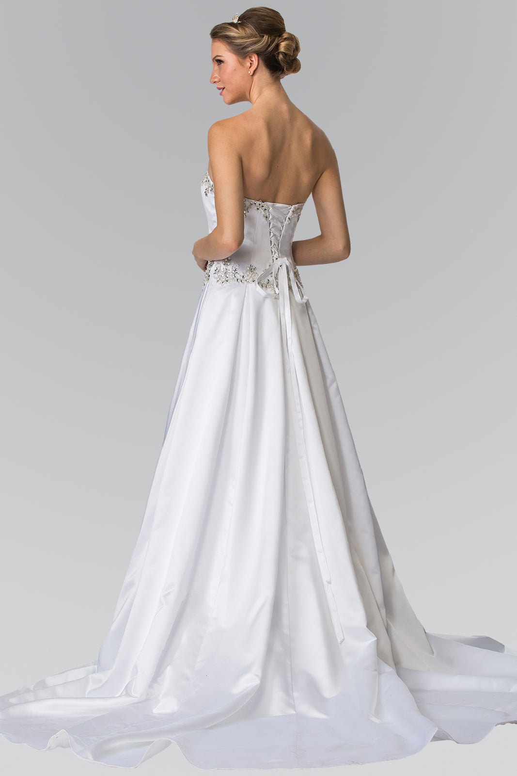 White_1 Satin Strapless A-Line Women Bridal Gown - GL2201 GLS