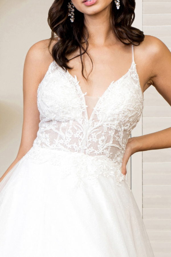 White_2 Embroidery Spaghetti Strap A-Line Women Bridal Gown - GL1917 GLS