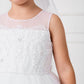 White_2 Girl Dress with Illusion Neckline Bodice - AS5801