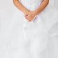 White_2 Girl Dress with Sleeveless Illusion Neckline Pageant Dress - AS7018