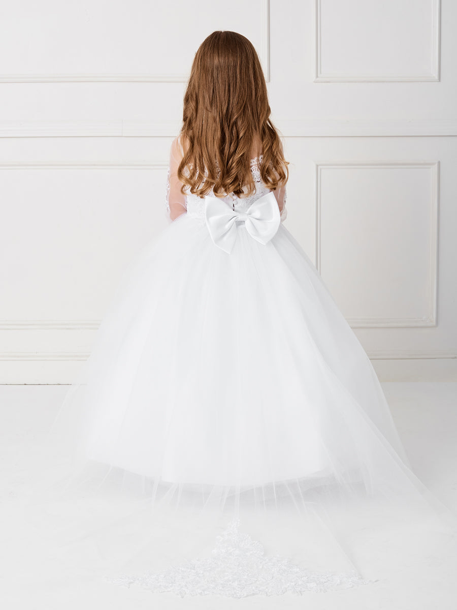 White_2 Girl Dress with Stunning Sleeves and Bodice Dress - AS5780