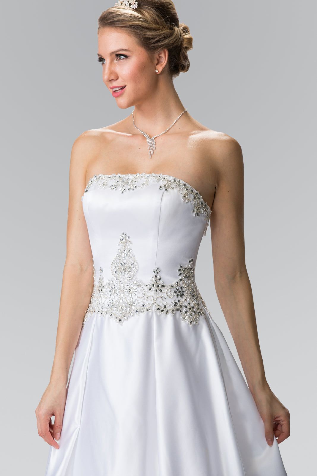 White_2 Satin Strapless A-Line Women Bridal Gown - GL2201 GLS