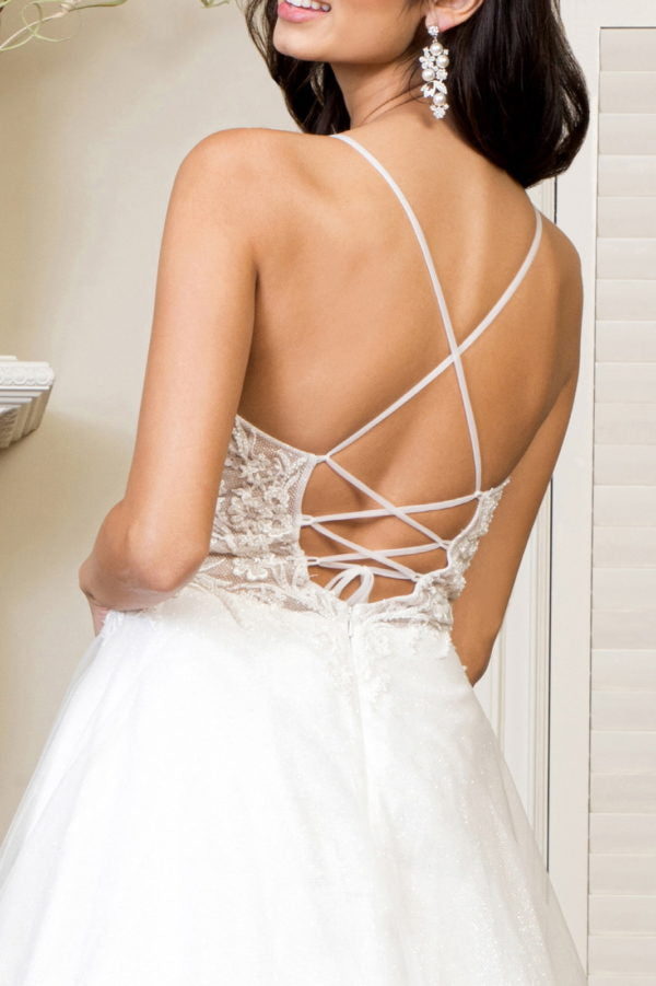 White_3 Embroidery Spaghetti Strap A-Line Women Bridal Gown - GL1917 GLS