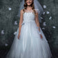 White_4 Girl Dress - Lace Applique Illusion Bateau Dress - AS7007 Kids Dream
