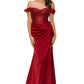 Wine_2 Floral Off The Shoulder Gown AS8050J - Special Occasion-Curves