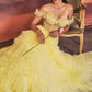 Yellow A-Line Corset Ruffle Gown A1150 - Special Occasion