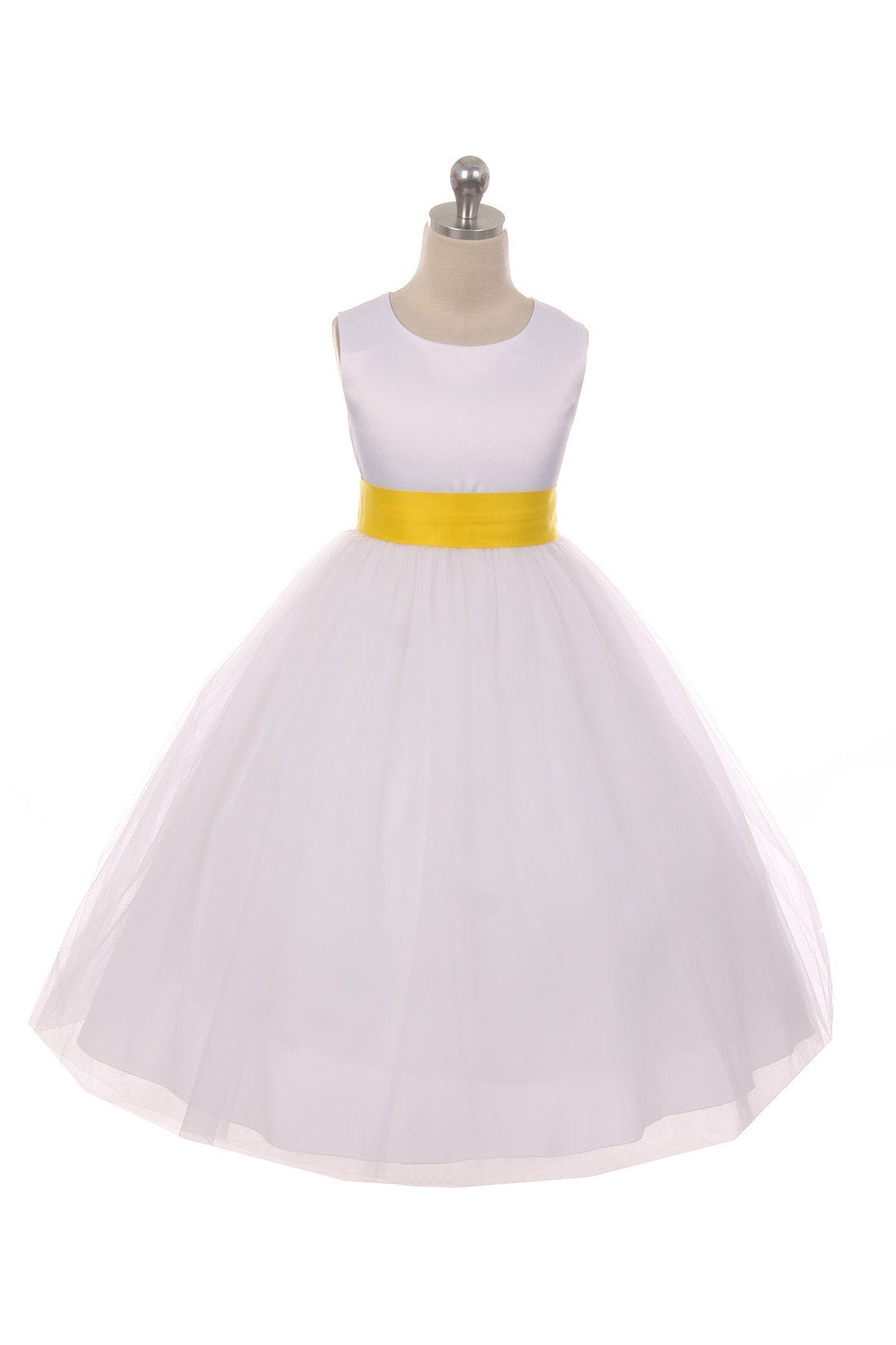 Yellow Girl Dress - Ivory Satin Sash Bow Girl Dress - AS411 Kids Dream