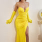 Yellow Strapless Stretch with Gloves Slit Gown CD889 - Women Evening Formal Gown - Special Occasion