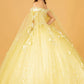 Yellow_1 GL3111 - Embroidery Glitter Sweetheart Neck Quinceanera Dress