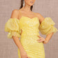 Yellow_2 Mesh Puff Sleeves Mermaid Women Formal Dress - GL3155 - Special Occasion-Curves