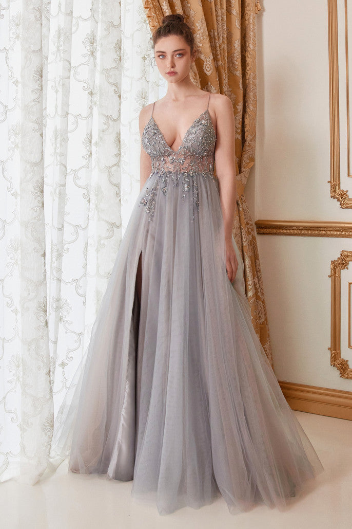 Silver Elegant Evening Gowns