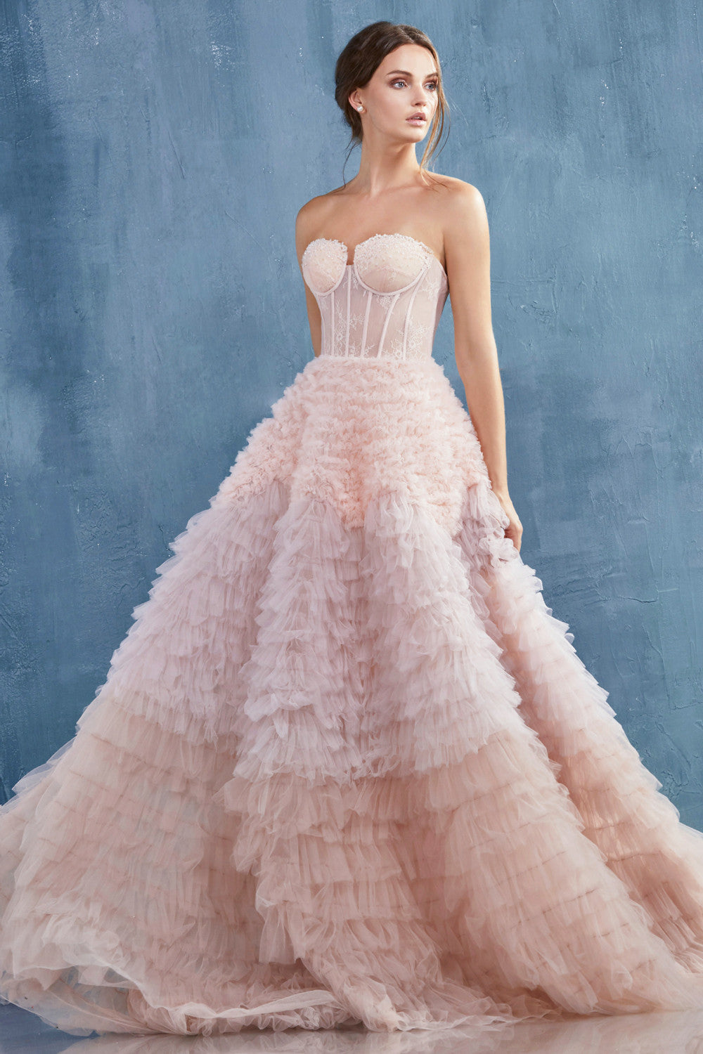 faux corset dress Strapless Faux Lace Corset Gown Ballgown by Andrea & Leo Couture A0767