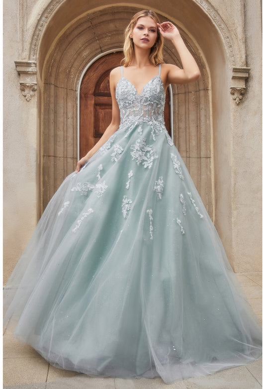 Floral Embroidered Glitter Ballgown by Andrea & Leo Couture A0892 - Sophia Gown  - Special Occasion