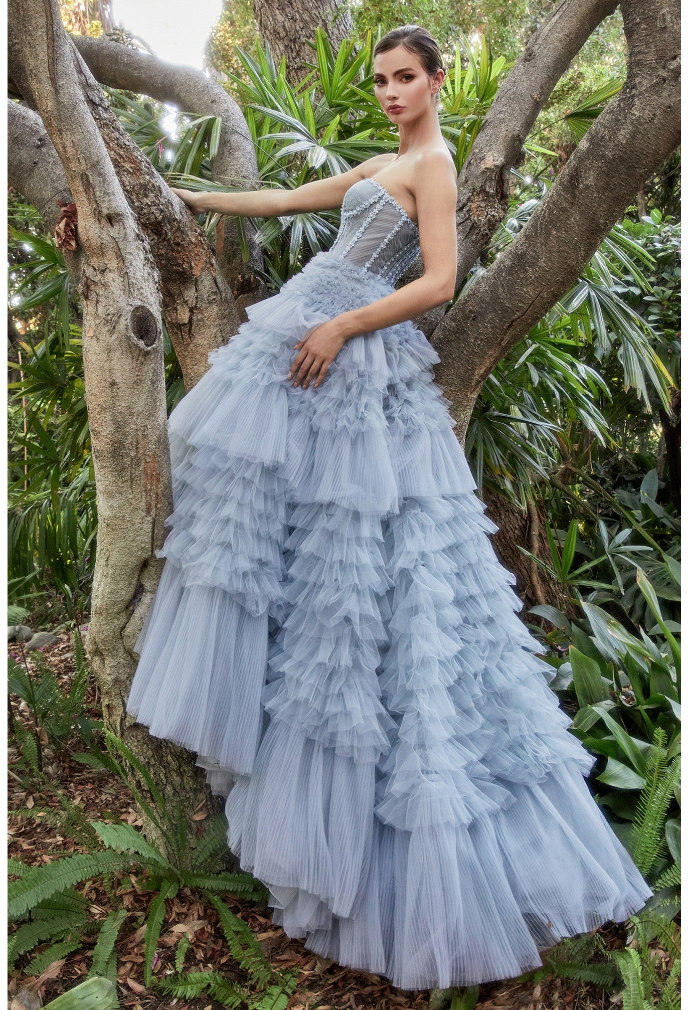 Strapless Corset Tulle Ruffle Ballgown Gown door Andrea Leo Couture A1017  Speciale Gelegenheden