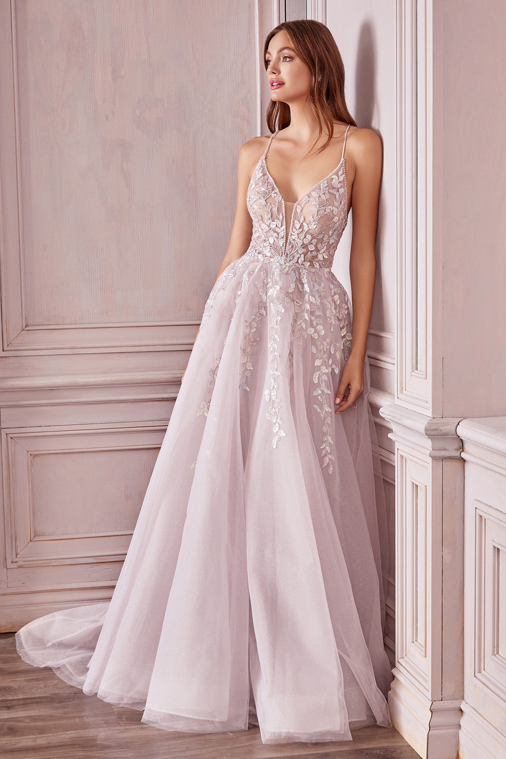 Mary Floral Lace-up Princess A-Line Gown - Andrea & Leo Couture A1019 - Special Occasion