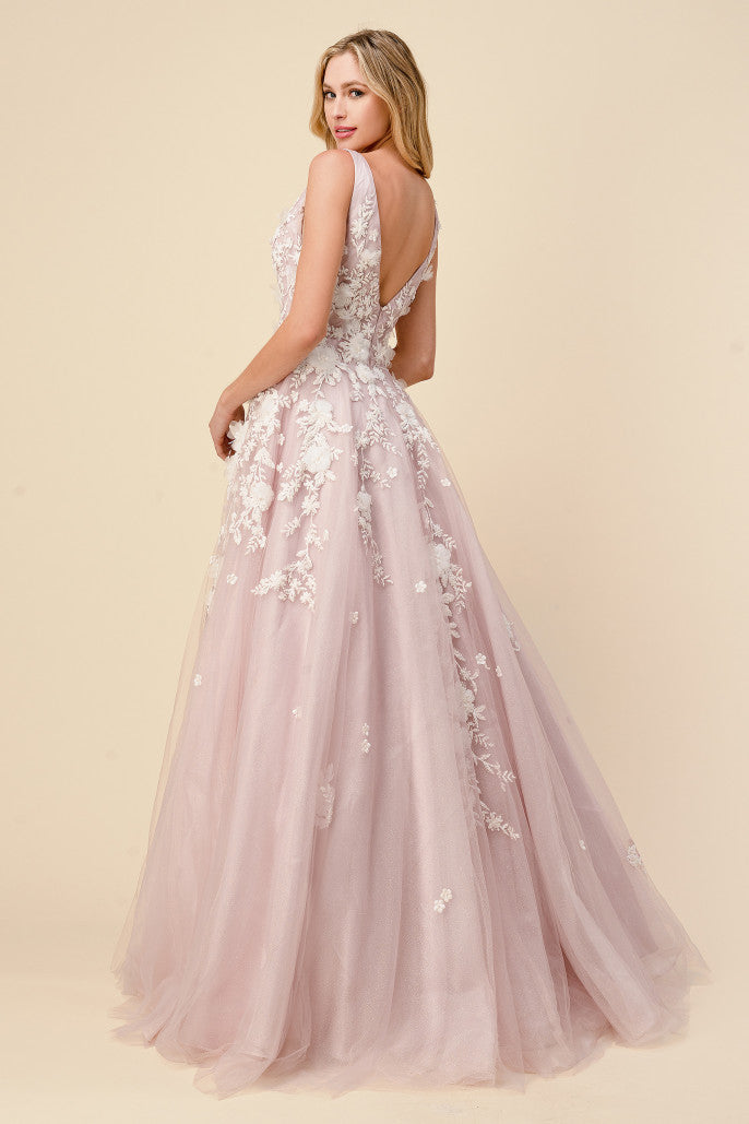 Floral Tulle Ball Gown by Andrea & Leo Couture - Gardenia A1028 - Special Occasion