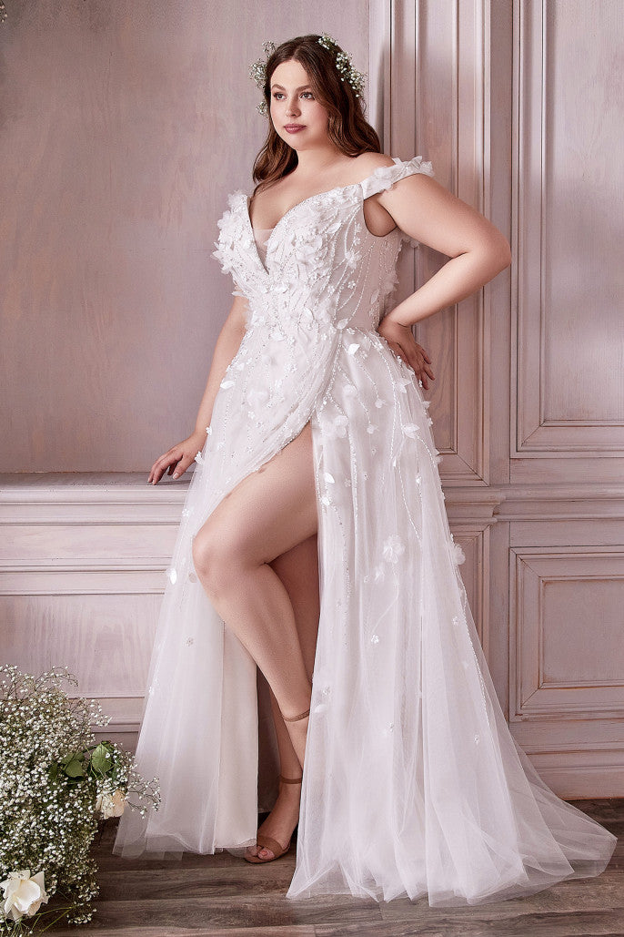 Off The Shoulder Floral Bridal Gown by Andrea & Leo Couture - A1038WC