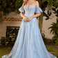 Off the Shoulder Floral Bodice Tulle A-line Gown Andrea & Leo Couture A1046 WILLOW GOWN - Special Occasion