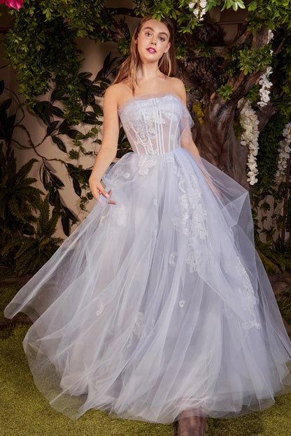 Strapless Corset Tulle Ball Gown by Andrea & Leo Couture A1050 AURORA TULLE GOWN - Special Occasion