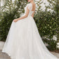 Cap Sleeve Bridal Ball Gown with Lace Up Corset Back by Andrea & Leo Couture A1082W