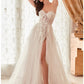 Strapless Floral Tulle A-Line Slit Bridal Gown by Andrea & Leo Couture A1089W Penelope