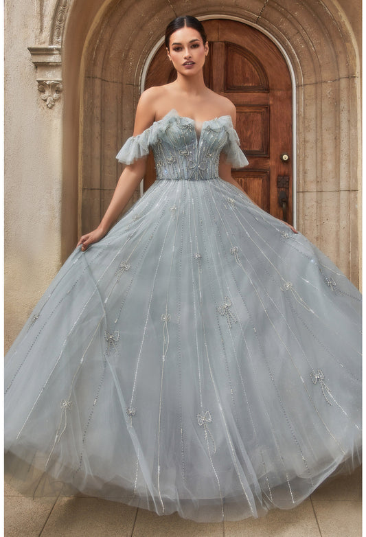 Tulle Beaded Off the Shoulder A-line Gown Andrea & Leo Couture - A1092 Charlotte