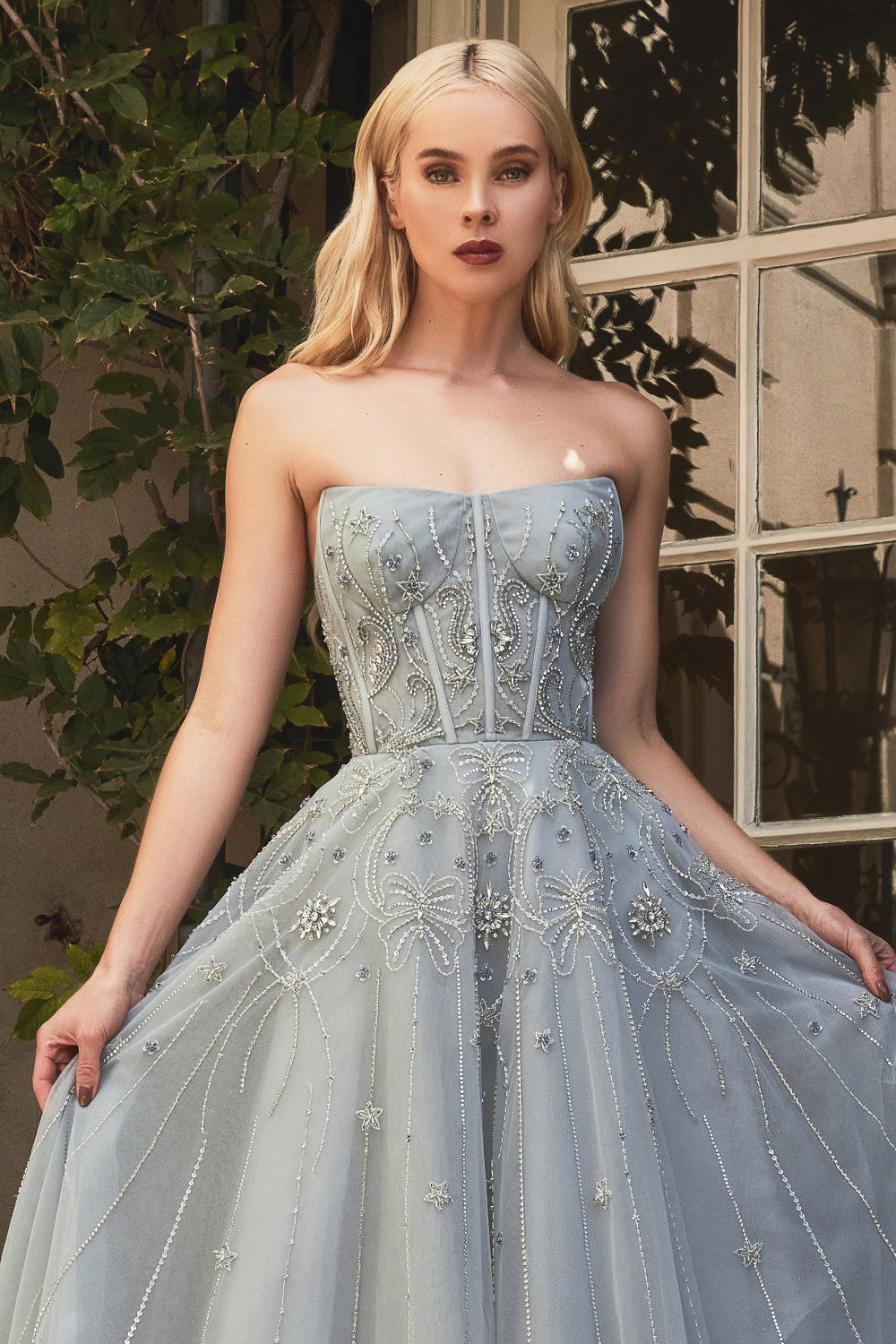 Crystals Beaded Strapless Corset A-Line Andrea & Leo Couture - A1095 ARI RIBBON GOWN - Special Occasion
