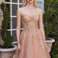 Strapless Floral Sweetheart Bodice Tulle Tea Length Dress By Andrea & Leo Couture - A1114