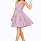 Pleated Glitter A-Line Short Dress by Cinderella Divine AM391