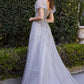 Half Sleeve Beaded Sheer Layered Tulle Ballgown by Cinderella Divine - B708 EMBELLISHED BALL GOWN - Special Occasion