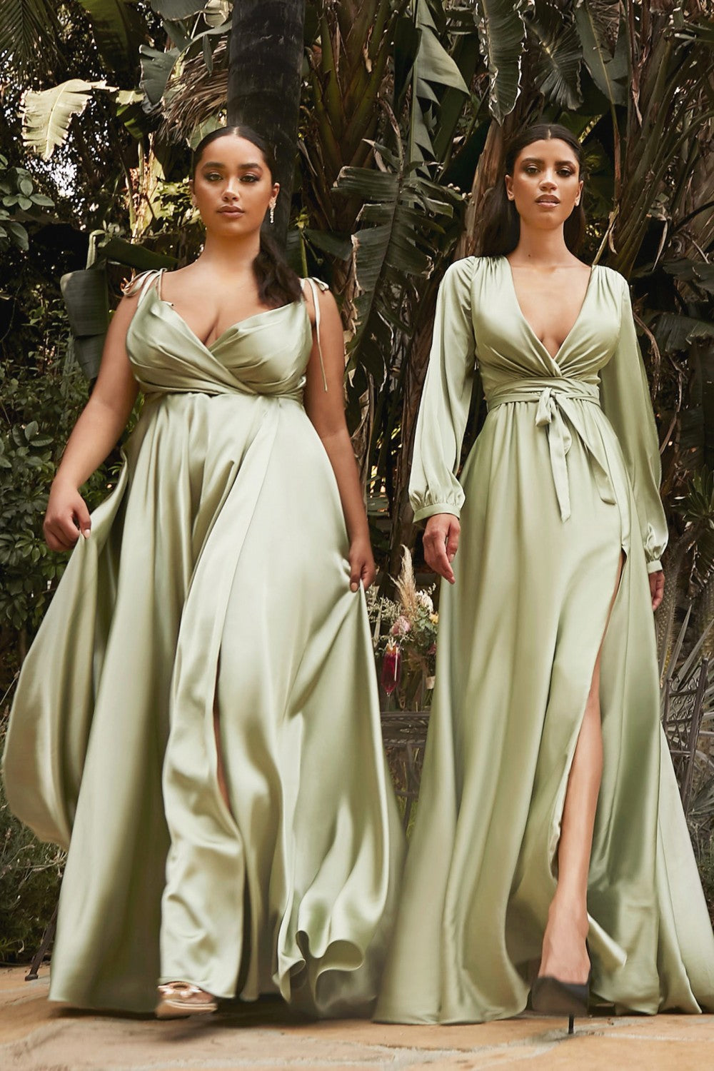 Porto One Shoulder Bridesmaids Dress in Olive Green Satin