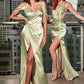 Long Cowl Back Wrap Satin Dress by Cinderella Divine BD109 - Special Occasion